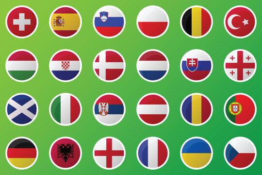 Table of the final draw of the Euro Football Championship 2024. National football teams with flag icons
