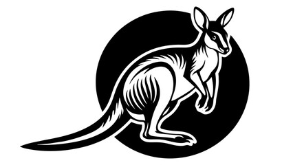 a-wallaby-icon-in-circle-logo vector illustration 