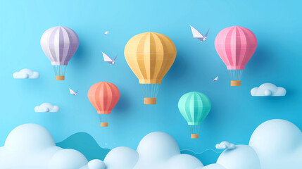 Bright, modern illustration of hot air baloons