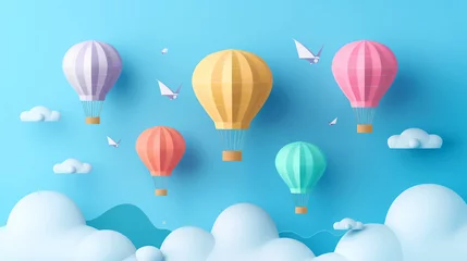 Poster Luchtballon Bright, modern illustration of hot air baloons