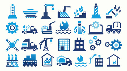 factory-icon-set--containing-industry--production vector illustration