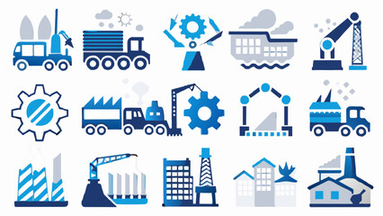 factory-icon-set--containing-industry--production vector illustration