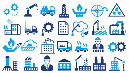 factory-icon-set--containing-industry--production vector illustration