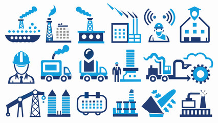 factory-icon-set--containing-industry--production vector illustration