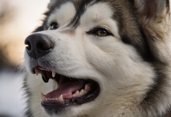 Siberian husky dog closeup portrait