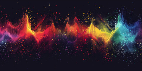 A colorful soundwave spectrum of rainbow colors,  design element in concept of music, party, technology