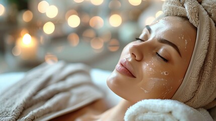 Revitalize your skin with our tranquil spa facial, rejuvenating and enhancing your natural radiance - obrazy, fototapety, plakaty