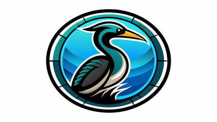 Naklejka premium a-cormorant-icon-in-circle-log vector illustration