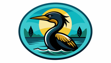 Fototapeta premium a-cormorant-icon-in-circle-log vector illustration
