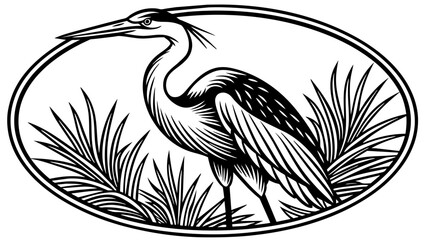 Naklejka premium a-picture-of--a-heron--icon-in-circle-logo vector illustration