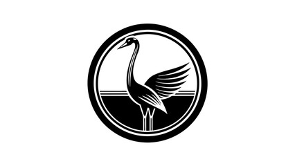 picture-of--a-stork--icon-in-circle-logo vector illustration 