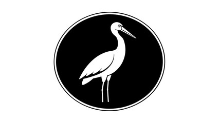 picture-of--a-stork--icon-in-circle-logo vector illustration 