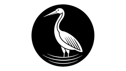 picture-of--a-stork--icon-in-circle-logo vector illustration 