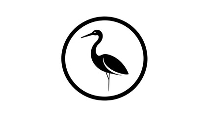 Fototapeta premium picture-of--a-stork--icon-in-circle-logo vector illustration 