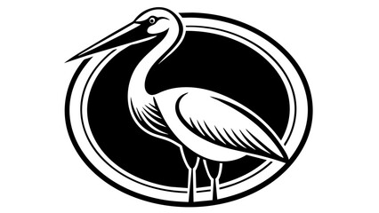 picture-of--a-stork--icon-in-circle-logo vector illustration 