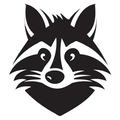 simple illustration of raccoon head logo and icon, clip art vector