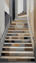 staircase in the house abstract geometric painting