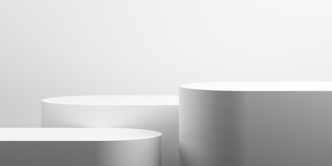 3D minimal background. 3D modern display stand white background for cosmetic and  product presentation. 3D rendering, illustration.