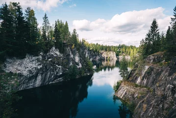 Stof per meter summer landskape of marble canyon in Ruskeala mountain park near Sortavala in Karelia, Russia © Anton Pentegov
