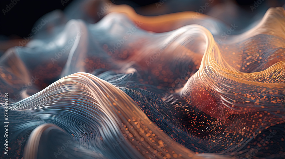 Aufkleber Scientific abstraction with futuristic textured tissue waves. Tech background with close-up wave bio texture.