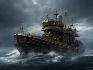 Muurstickers ship in the sea © Tanja