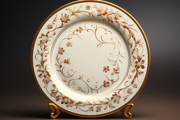 spoon and plate on the white background. 3d illustration.