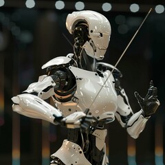 Fototapeta premium cyborg, robot, orchestra, conductor