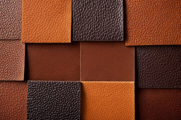 Fototapeta premium Close-up shot showcasing a diverse range of brown leather textures.