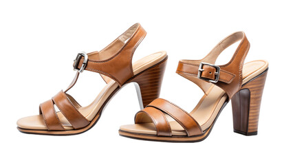 Heeled sandal isolated on Transparent background. National Two Different Colored Shoes Day