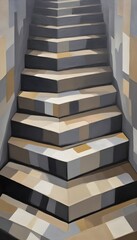 Geometric stairs wall art