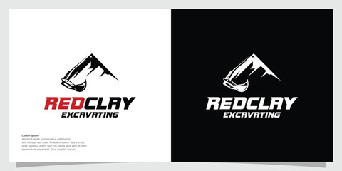 excavator logo design, mountains logo design concept excavator template vector mountains, rocks, hills, © Tcukimay