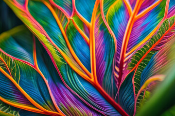 Tropical harmony captured in the vibrant hues of lush jungle leaves.
