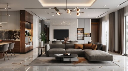 Home interior decoration. 3D rendering. Generative AI