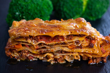 lasagna on slate