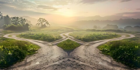 A Fork in the Road: Choosing Between Two Paths. Concept Decision Making, Life Choices, Choosing a Path, Crossroads, Options Available