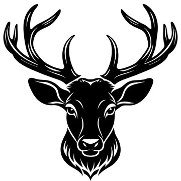 deer-head--silhouette-black---on-white--background 