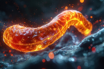 3D illustration of a human pancreas showing the effects of diabetes, a metabolic disorder - obrazy, fototapety, plakaty
