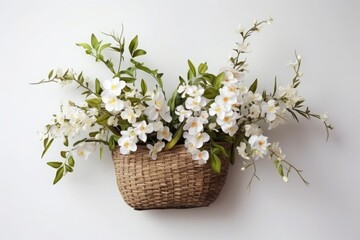 Obraz na płótnie Canvas Flowers in a basket on a white background