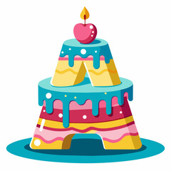 beyaz arka plana sahip A 
 harfi şeklinde doğum günü pastası 
