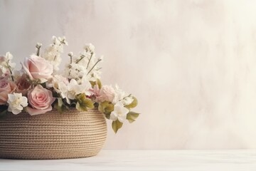 Obraz na płótnie Canvas Flowers in a basket on a white background