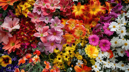 A picturesque array of blooming flowers, showcasing nature's vibrant palette