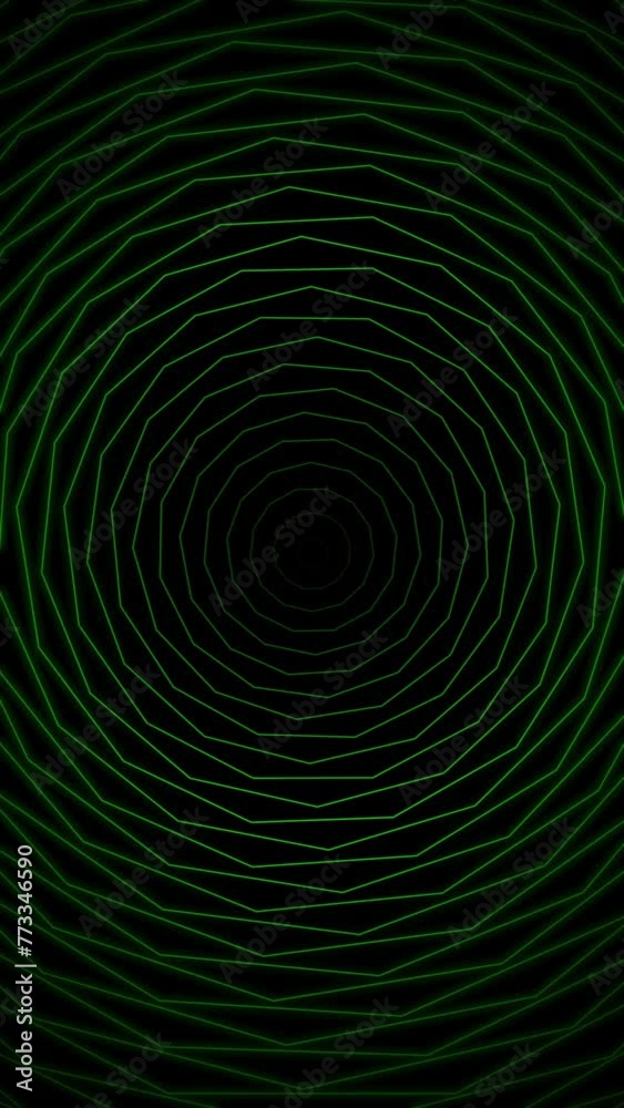 Wall mural vertical green kinky circle spin 4k loop features overlapping lines forming a hypnotic circle with a