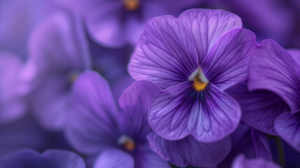 Zbliżenie na kwiaty fioletowego bratka  - obrazy, fototapety, plakaty