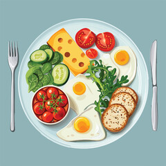 A balanced and healthy meal with various food items arranged on a plate