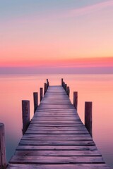 Obraz premium Wooden Dock in the Middle of a Body of Water