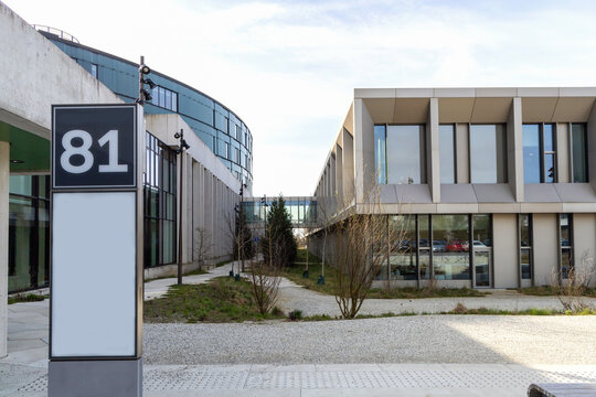  Modern hospital building in Herlev, Denmark. Healthcare concept.
