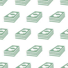Seamless pattern with stacks of dollar bills. Vector illustration.