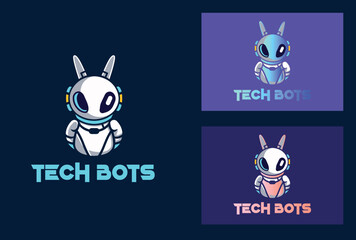 Modern tech bot robot icon logo illustration