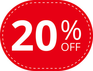 Red Price tags, special offer or shopping discount label with percent, discount. 10, 20, 25, 30, 35, 40, 50, 60, 70, 80, 90 percent price. Paper sticker. Promotional sale. Vector illustration.