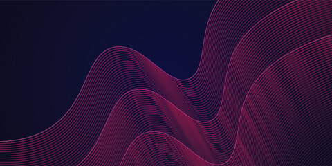 Abstract glowing wave lines on dark background. Dynamic wave pattern. Modern gradient flowing wavy lines. Futuristic technology concept. Suit for banner, poster, brochure, cover. eps 10